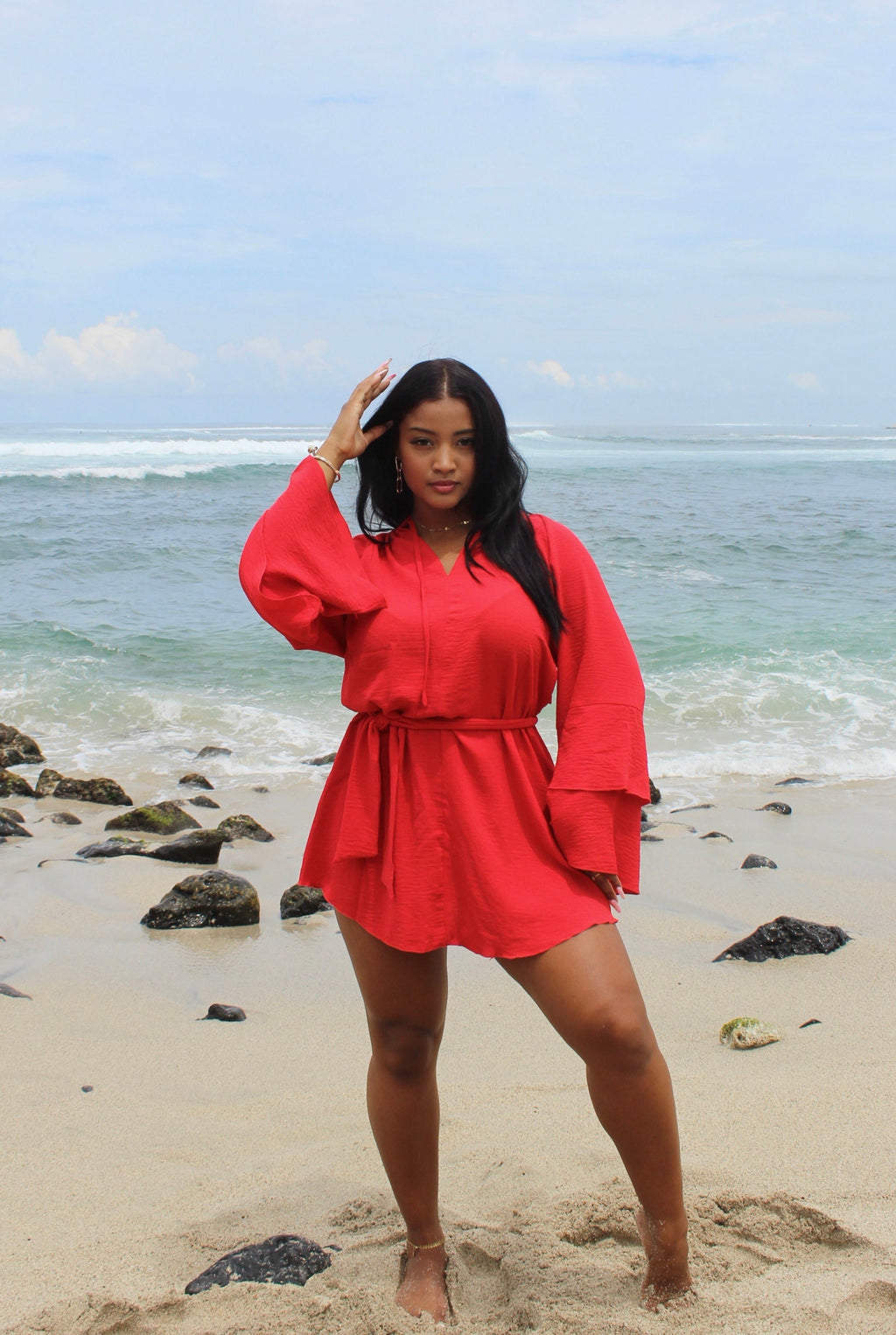 Robe kimono rouge - Red kiss