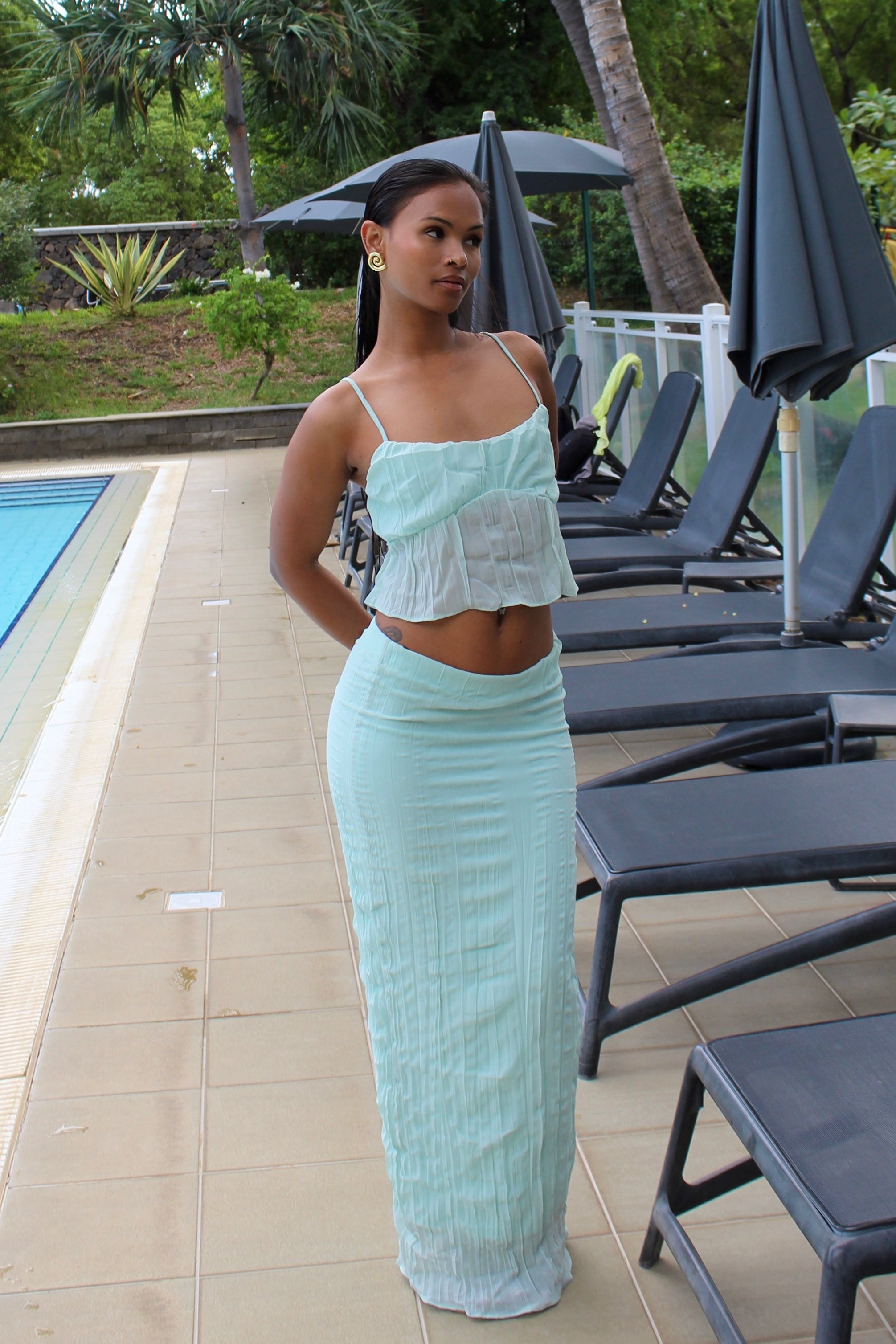 Ensemble Top et Jupe Longue Vert Pastel - Lys