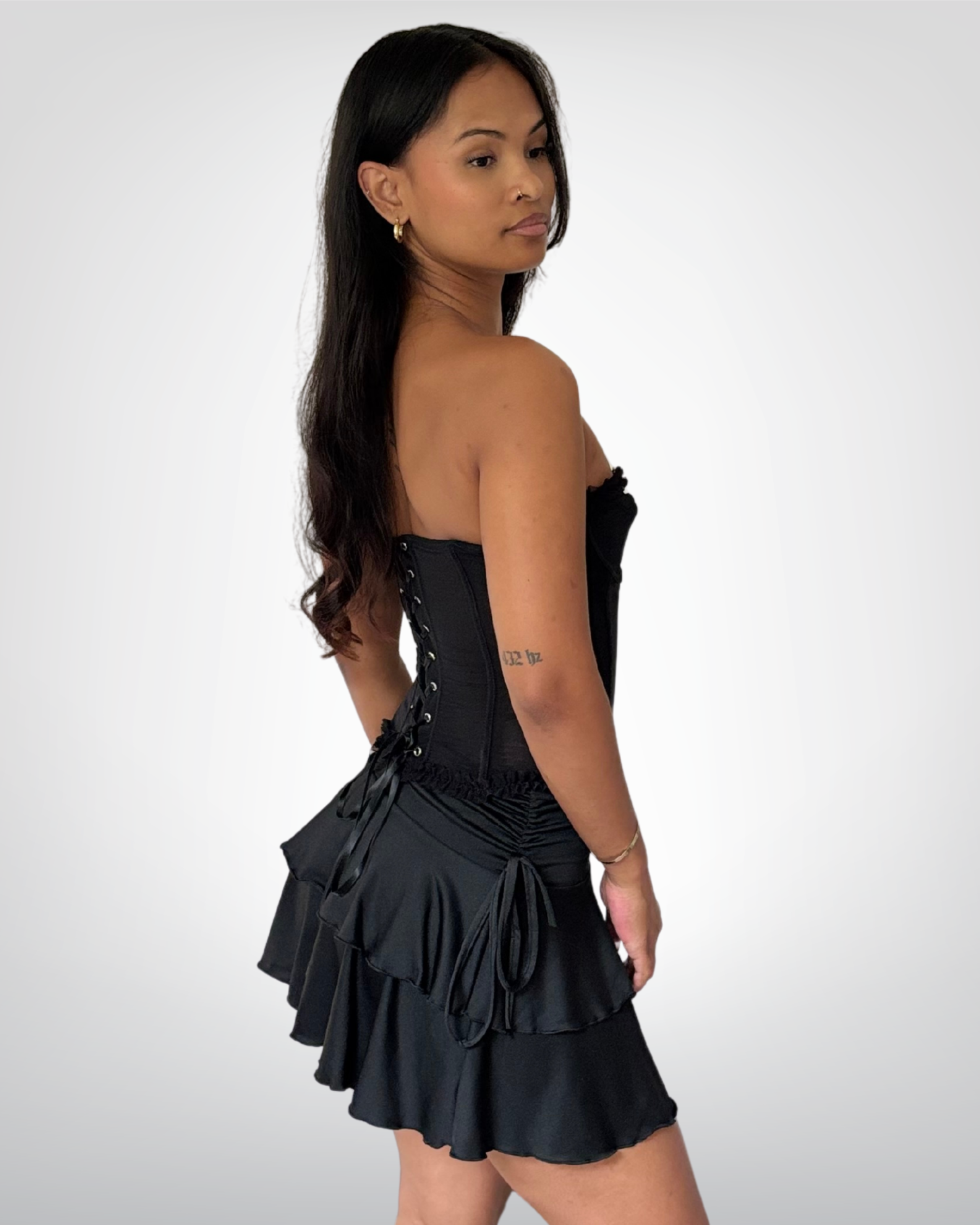 Ensemble Jupe Patineuse & Corset Bustier Noir
