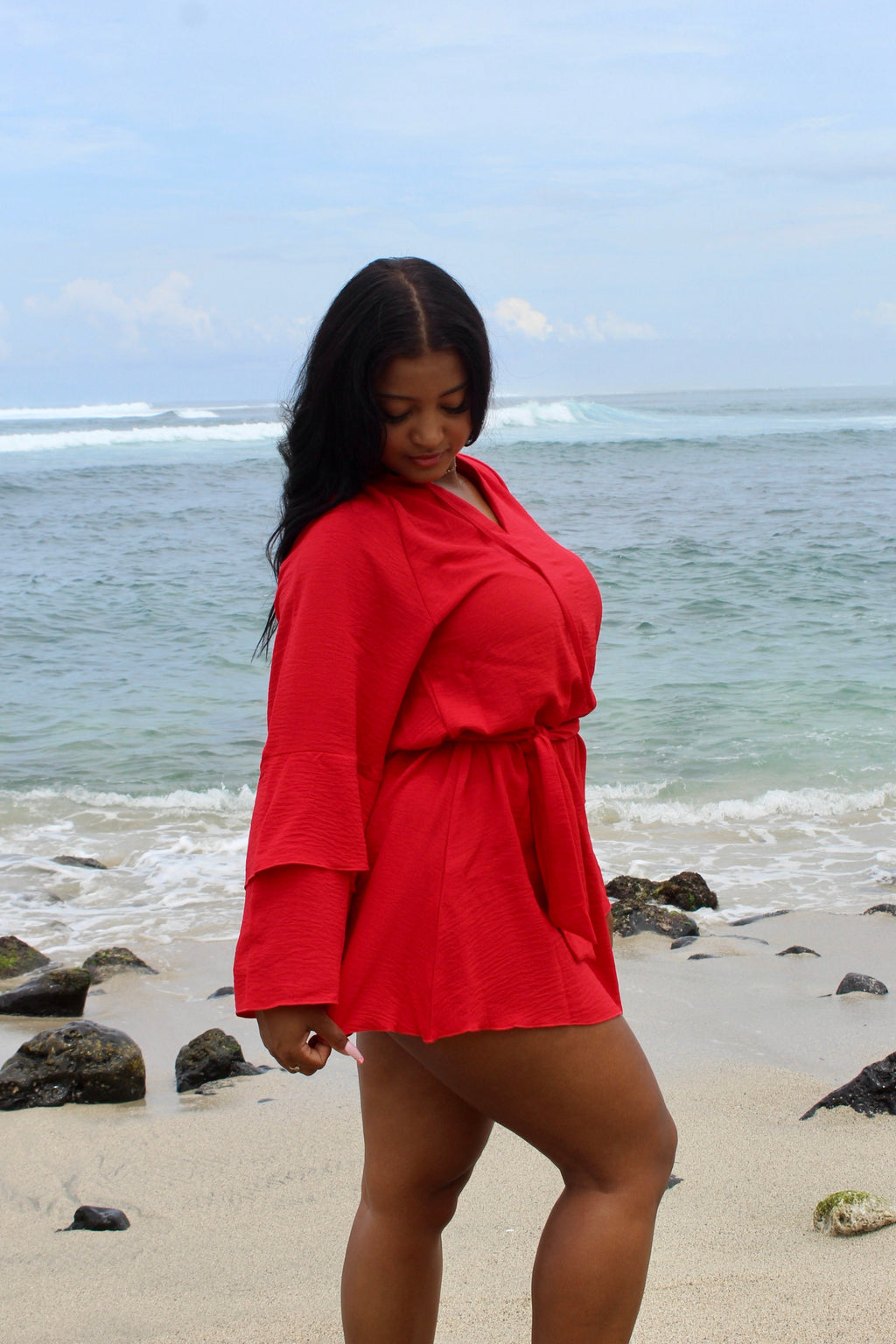 Robe kimono rouge - Red kiss