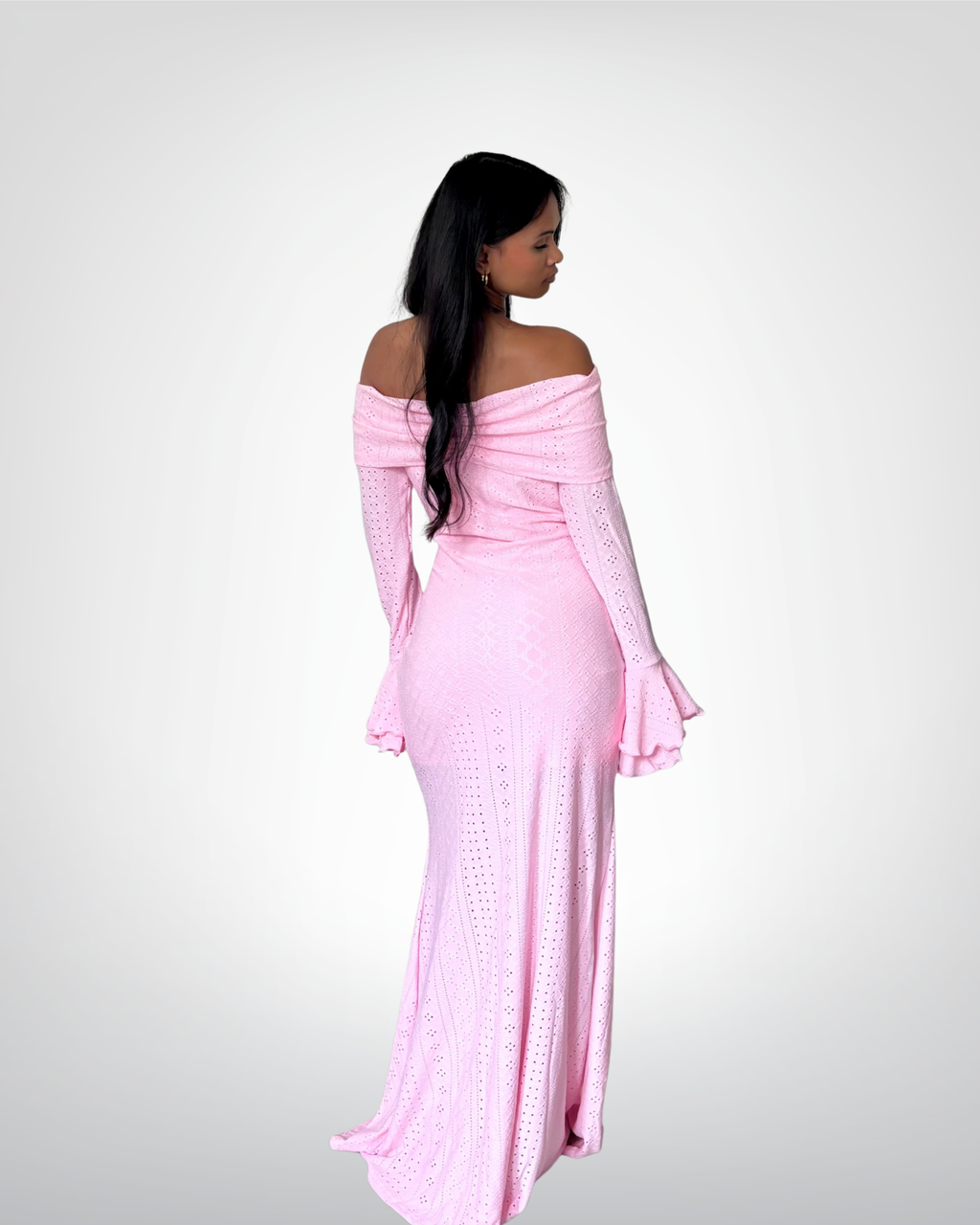 Robe rose manches longues - Flowers