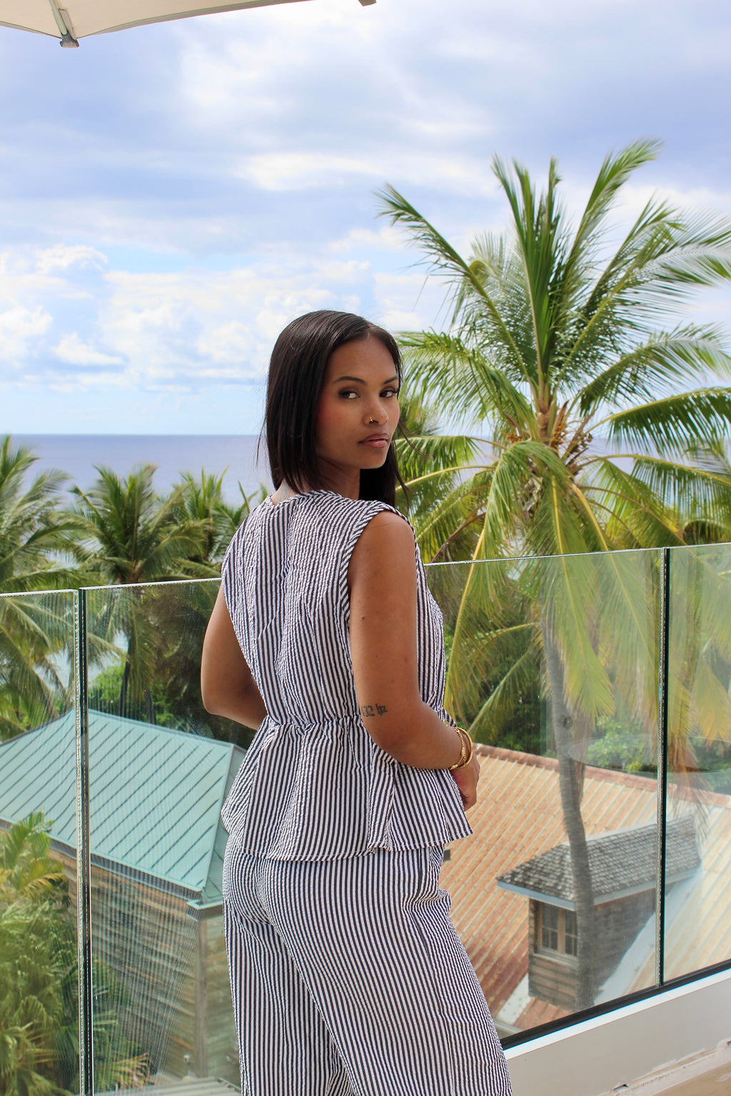 Ensemble pantalon et top rayé - Parisienne