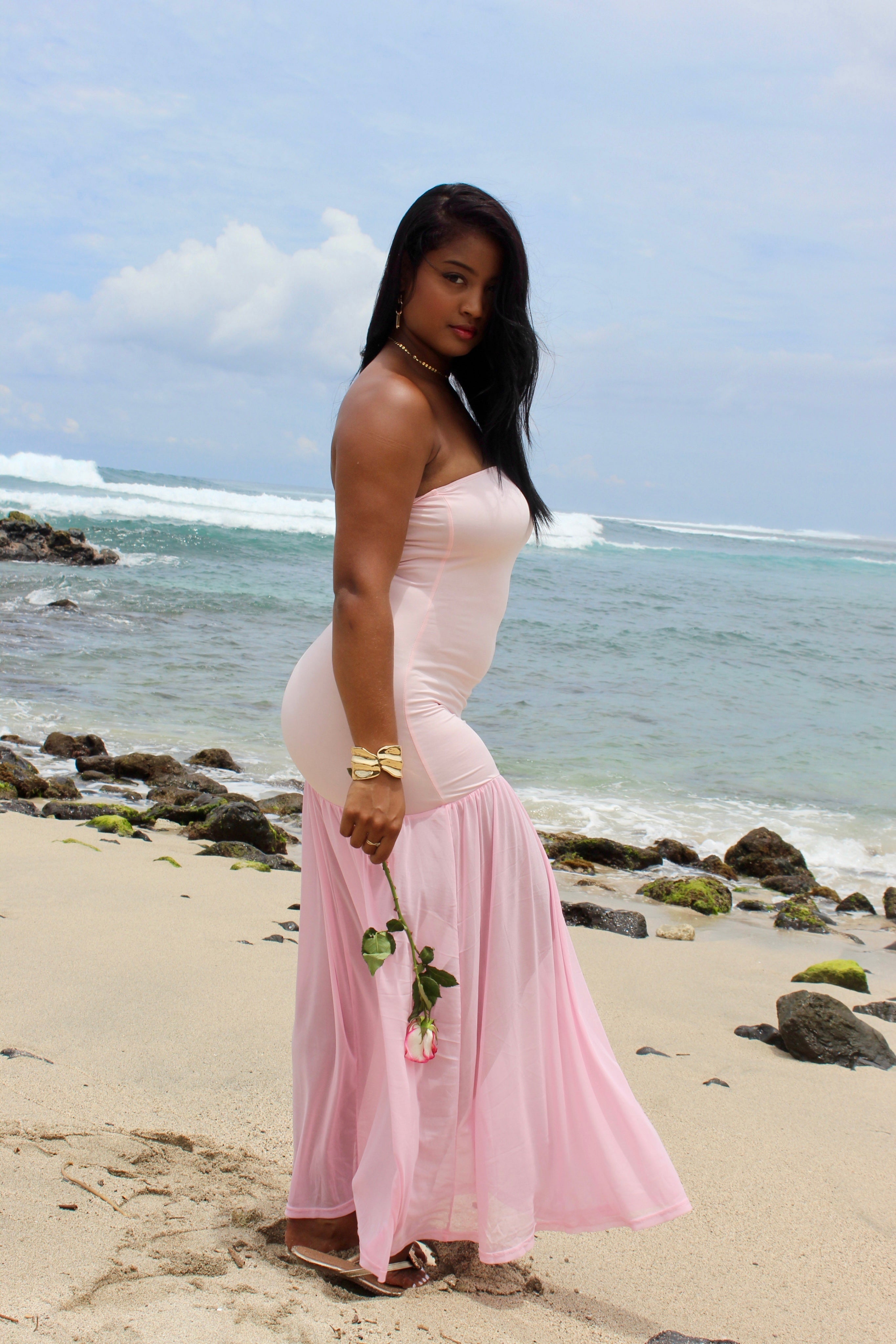 Robe longue bustier rose - Romance