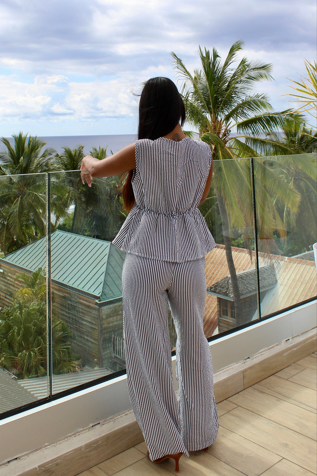 Ensemble pantalon et top rayé - Parisienne