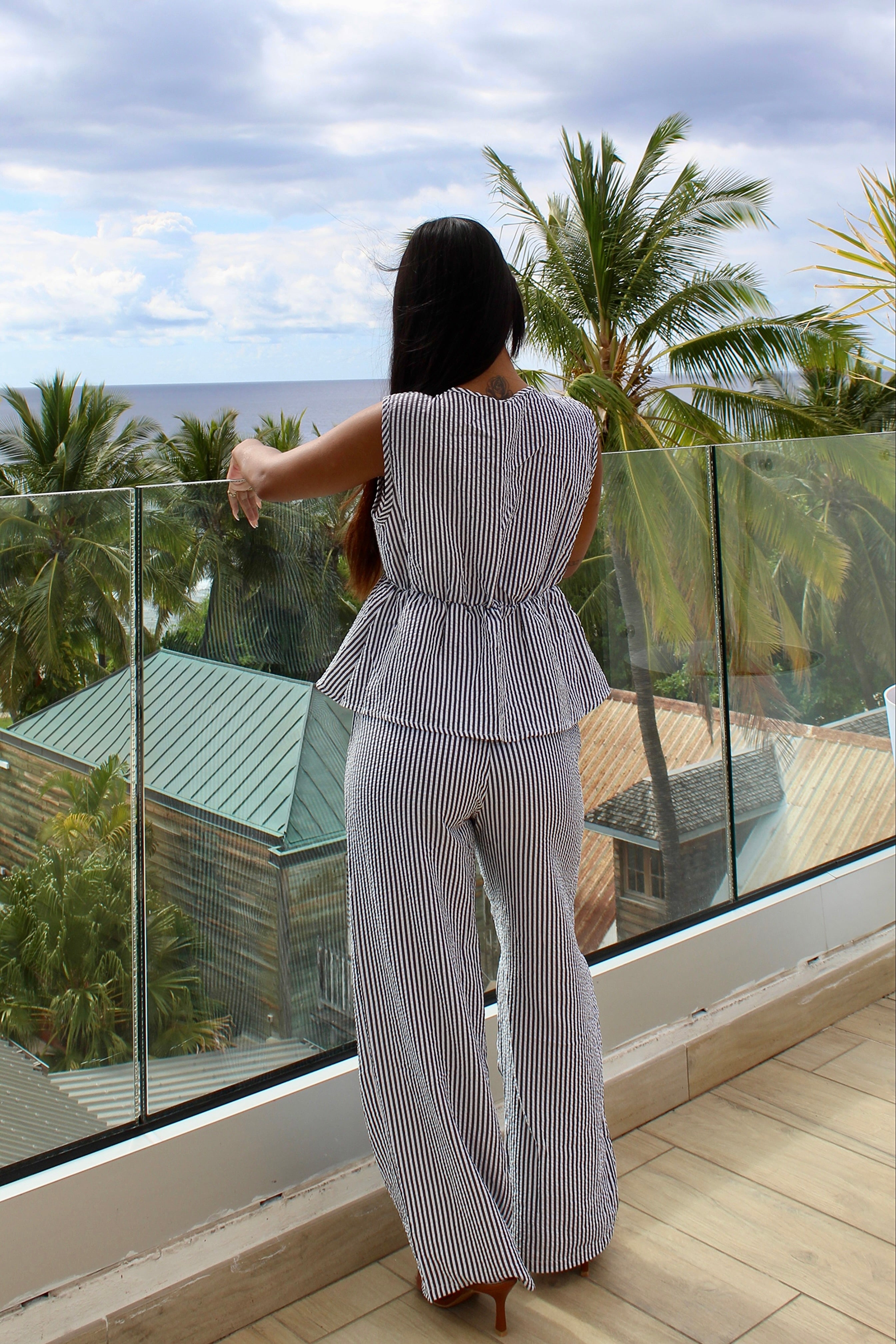 Ensemble pantalon et top rayé - Parisienne