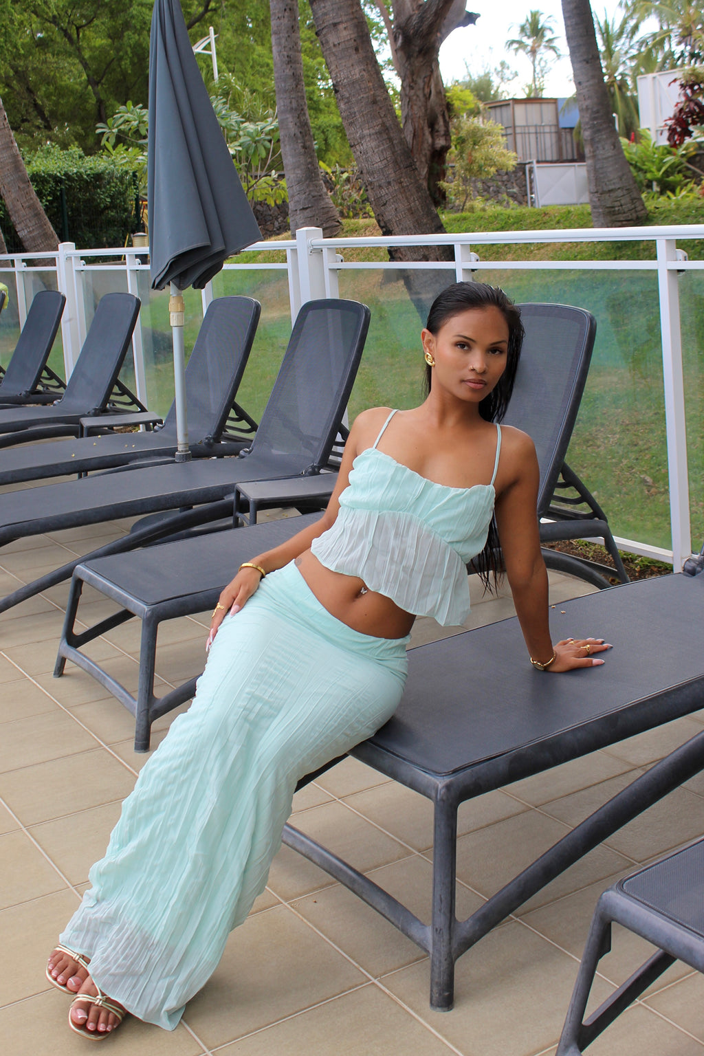Ensemble Top et Jupe Longue Vert Pastel - Lys