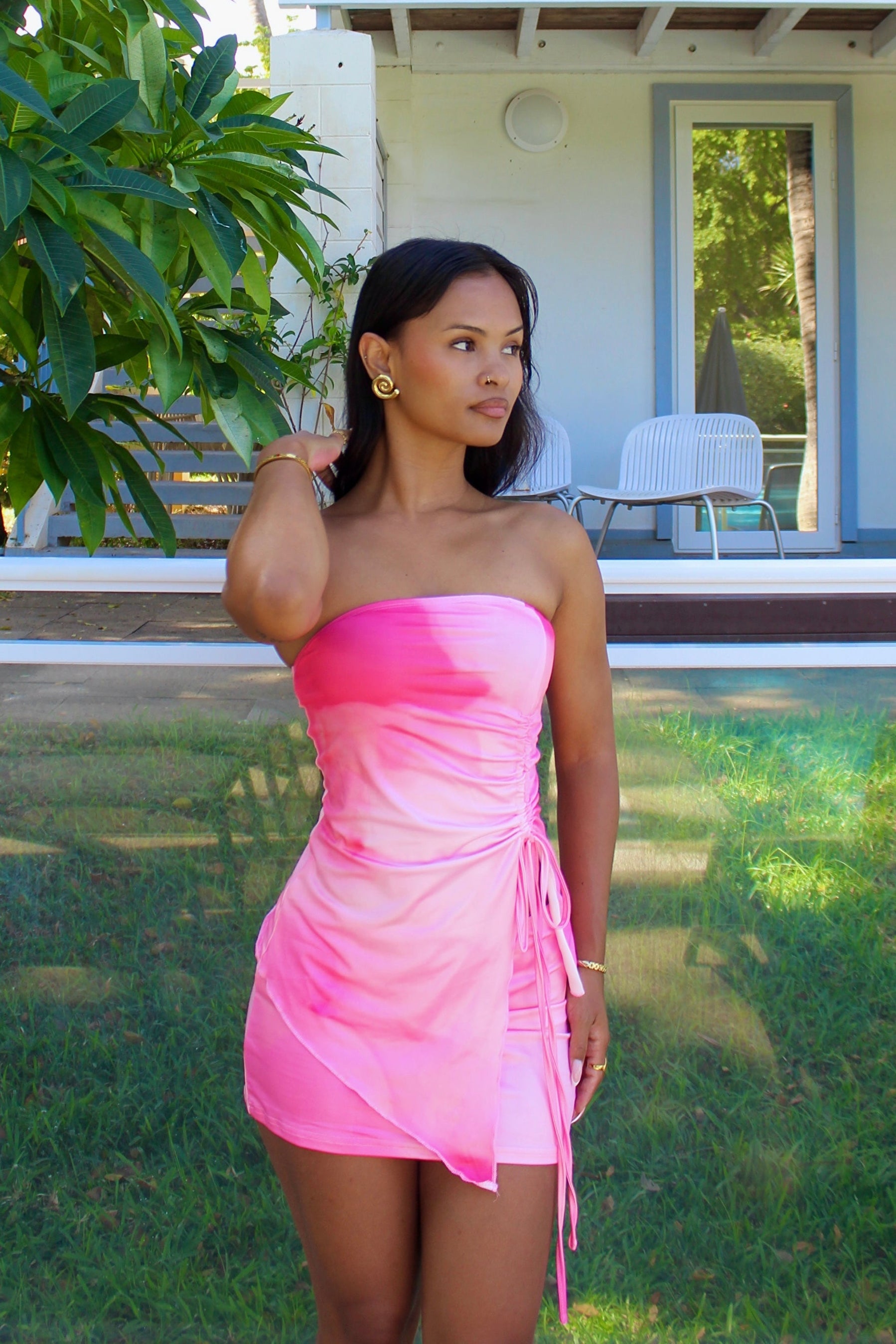 Ensemble Top  Bustier & Jupe rose – Frangipanier