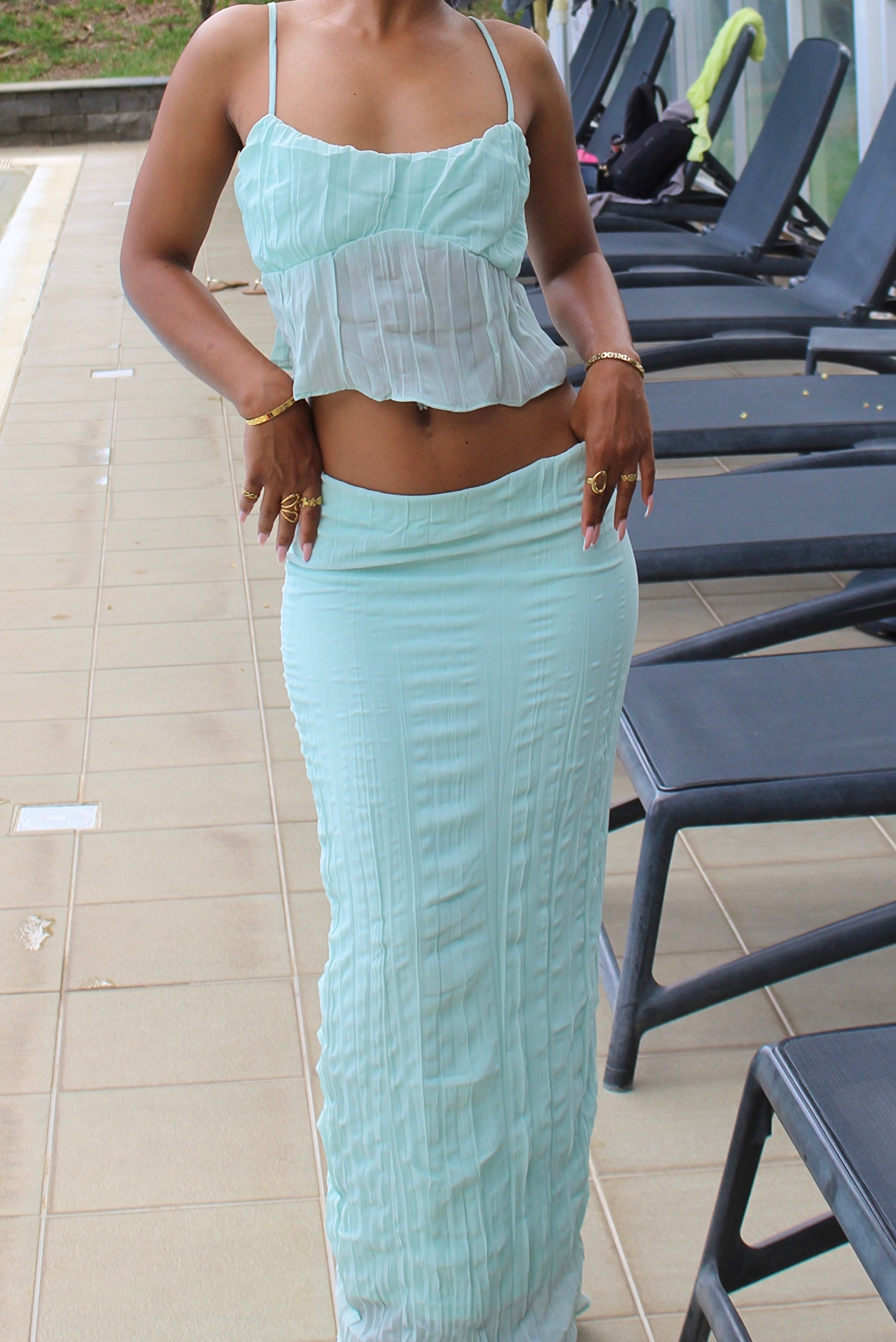 Ensemble Top et Jupe Longue Vert Pastel - Lys
