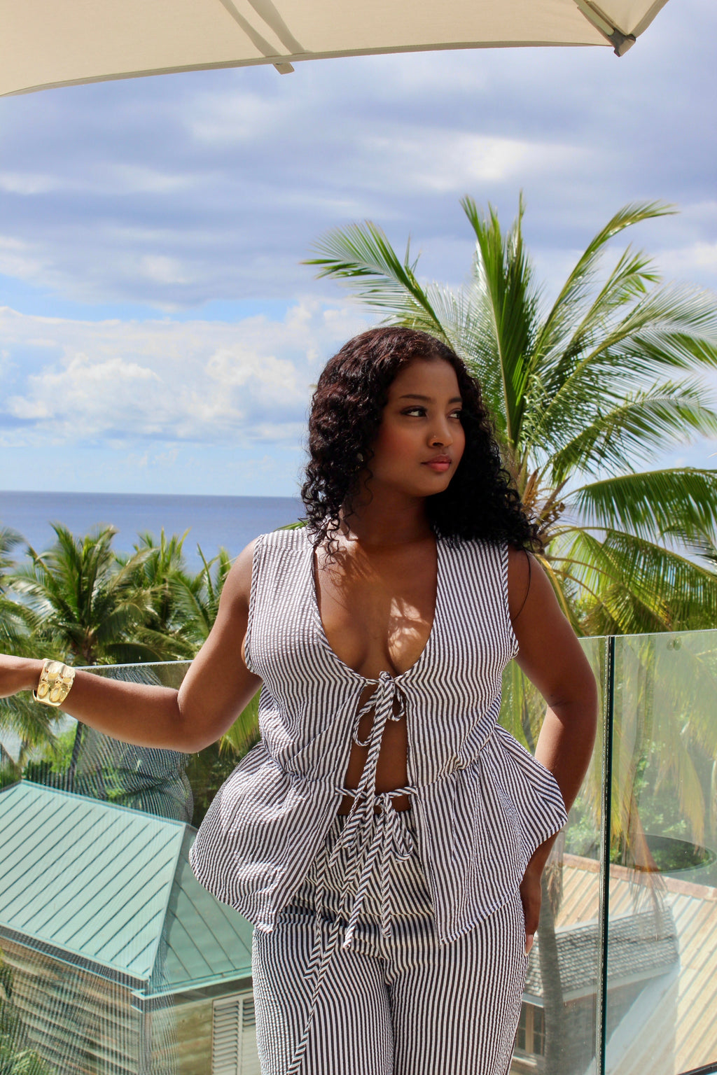 Ensemble pantalon et top rayé - Parisienne