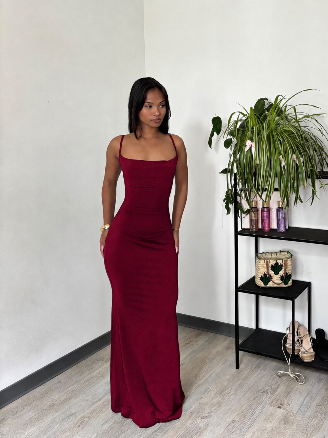 Robe Longue Bordeaux Dos Nu - Naomi