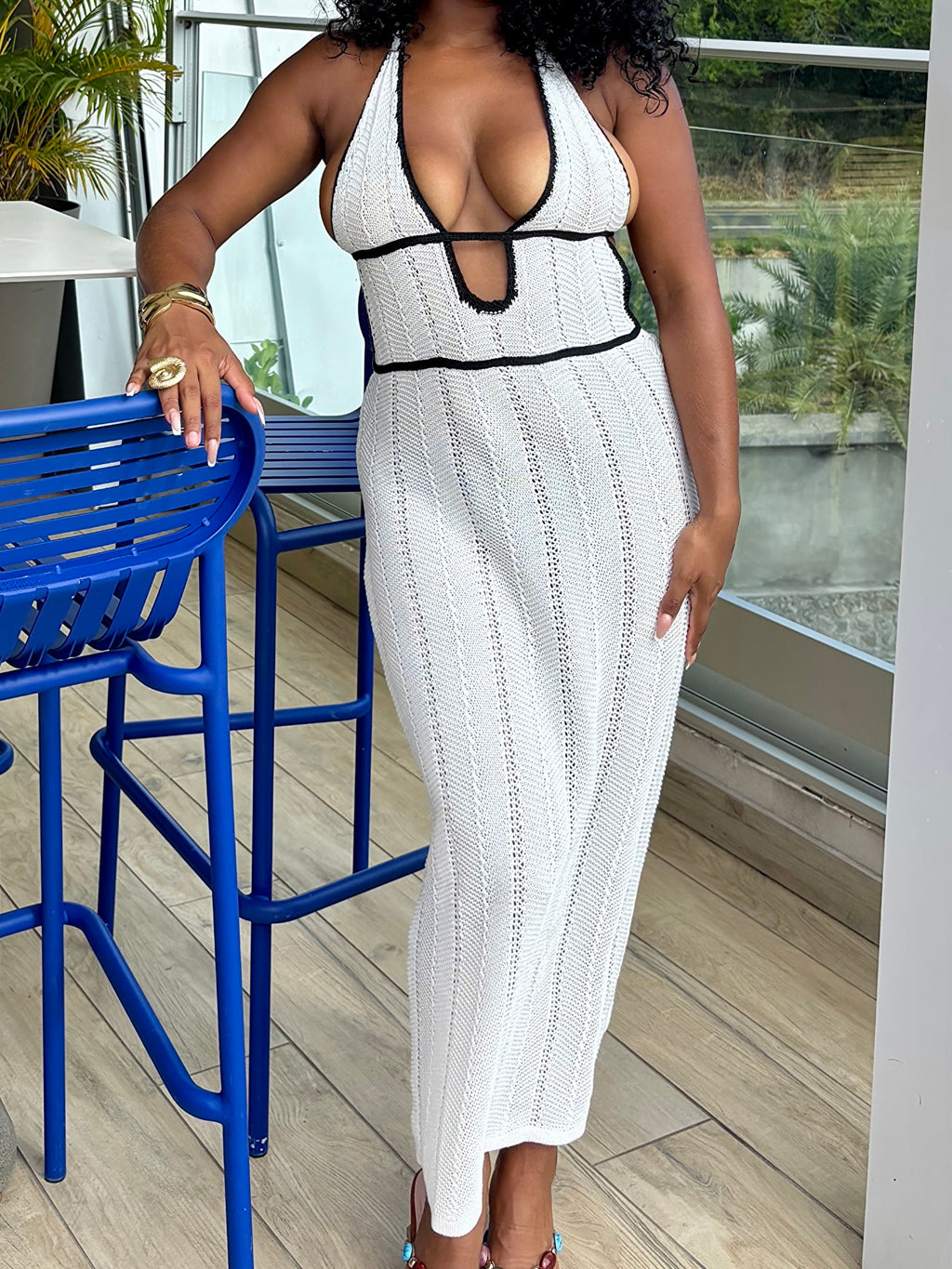 Robe longue tricot blanche  - Casablanca