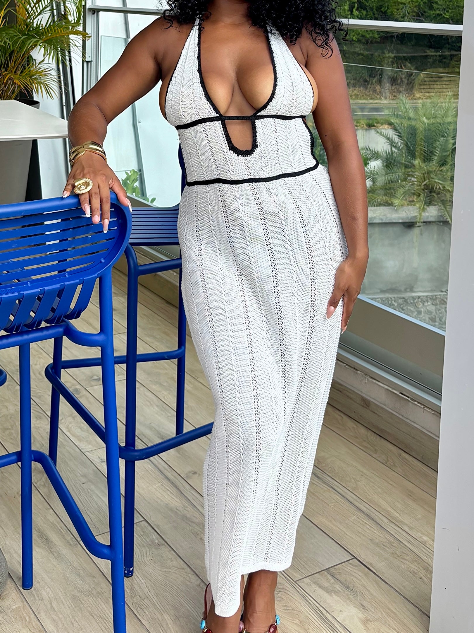 Robe longue tricot blanche  - Casablanca