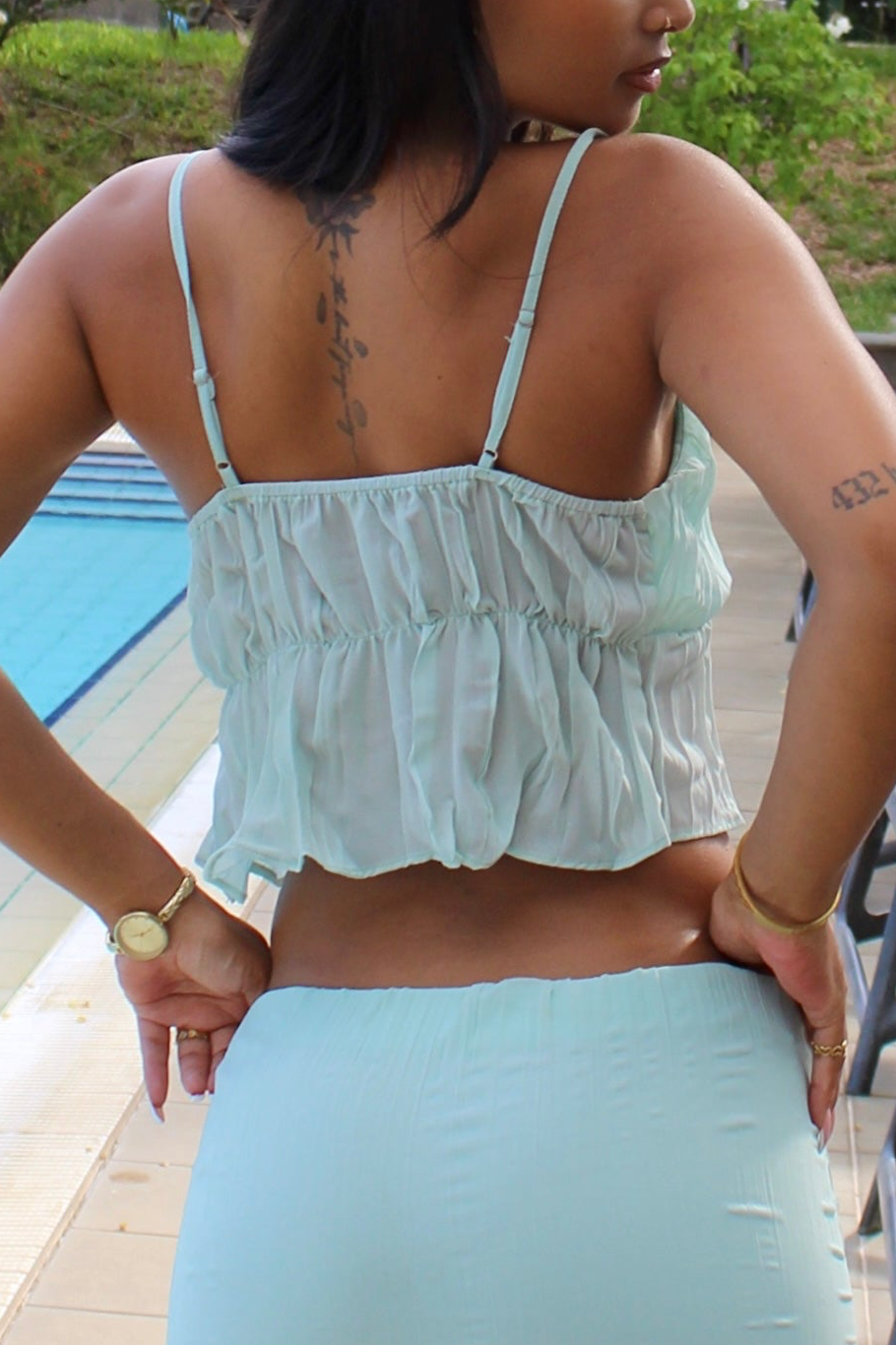 Ensemble Top et Jupe Longue Vert Pastel - Lys