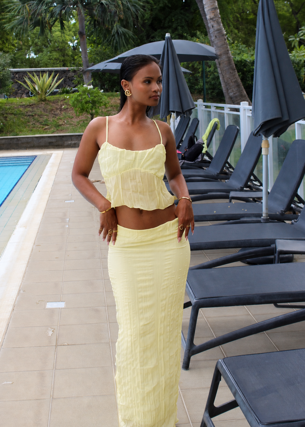 Ensemble Top et Jupe Longue Jaune Pastel - Mimosa