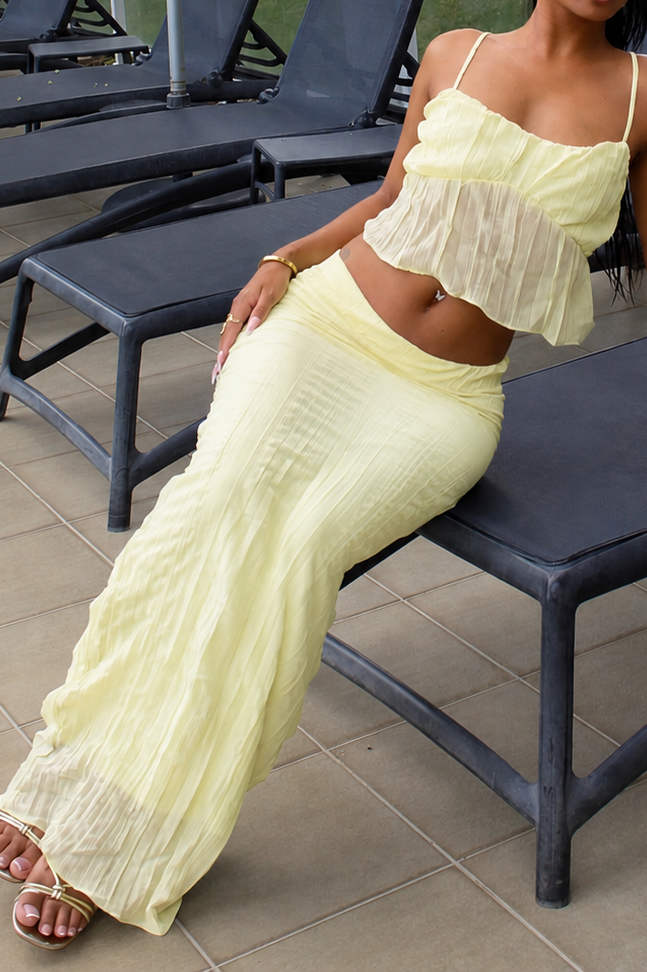 Ensemble Top et Jupe Longue Jaune Pastel - Mimosa