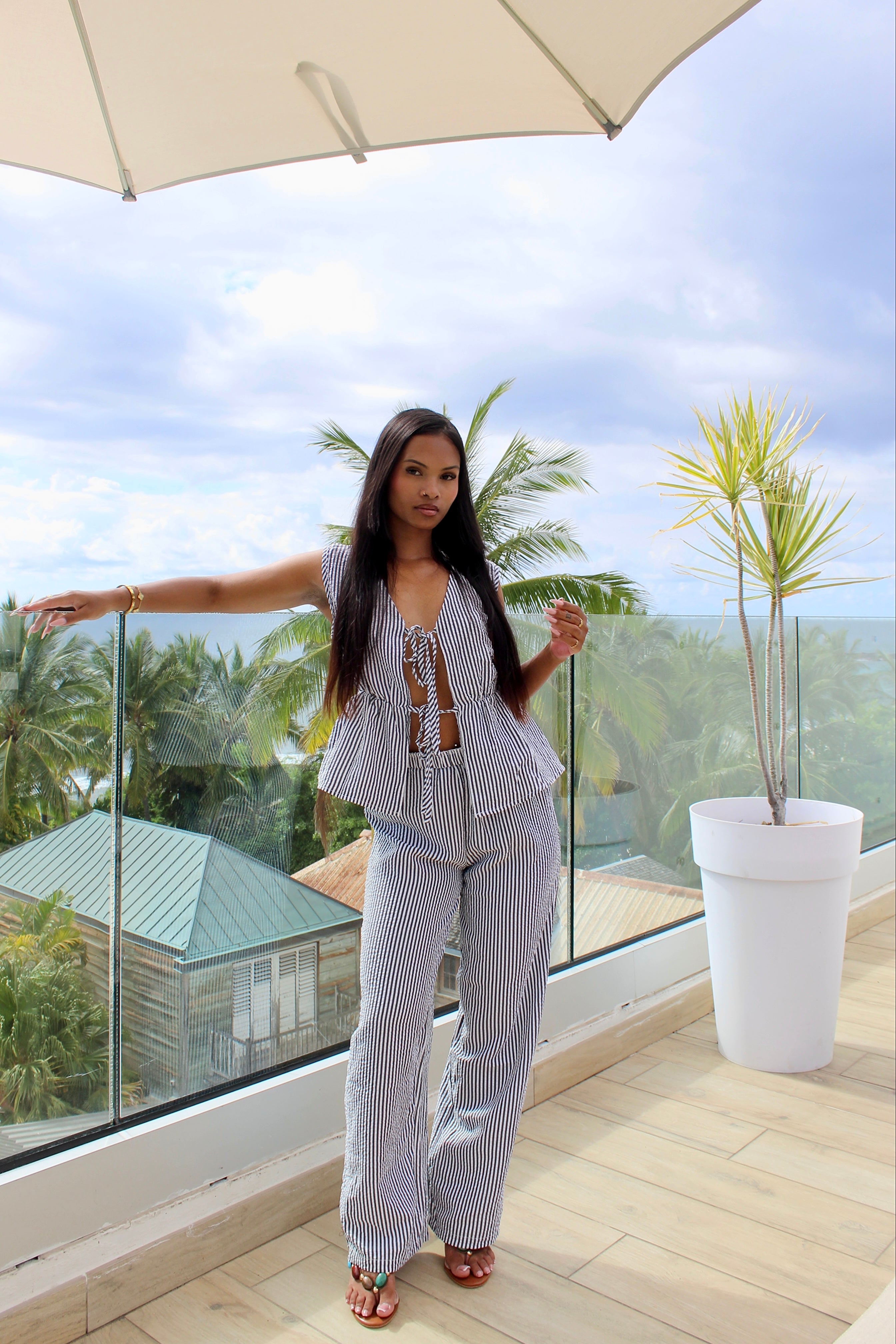 Ensemble pantalon et top rayé - Parisienne