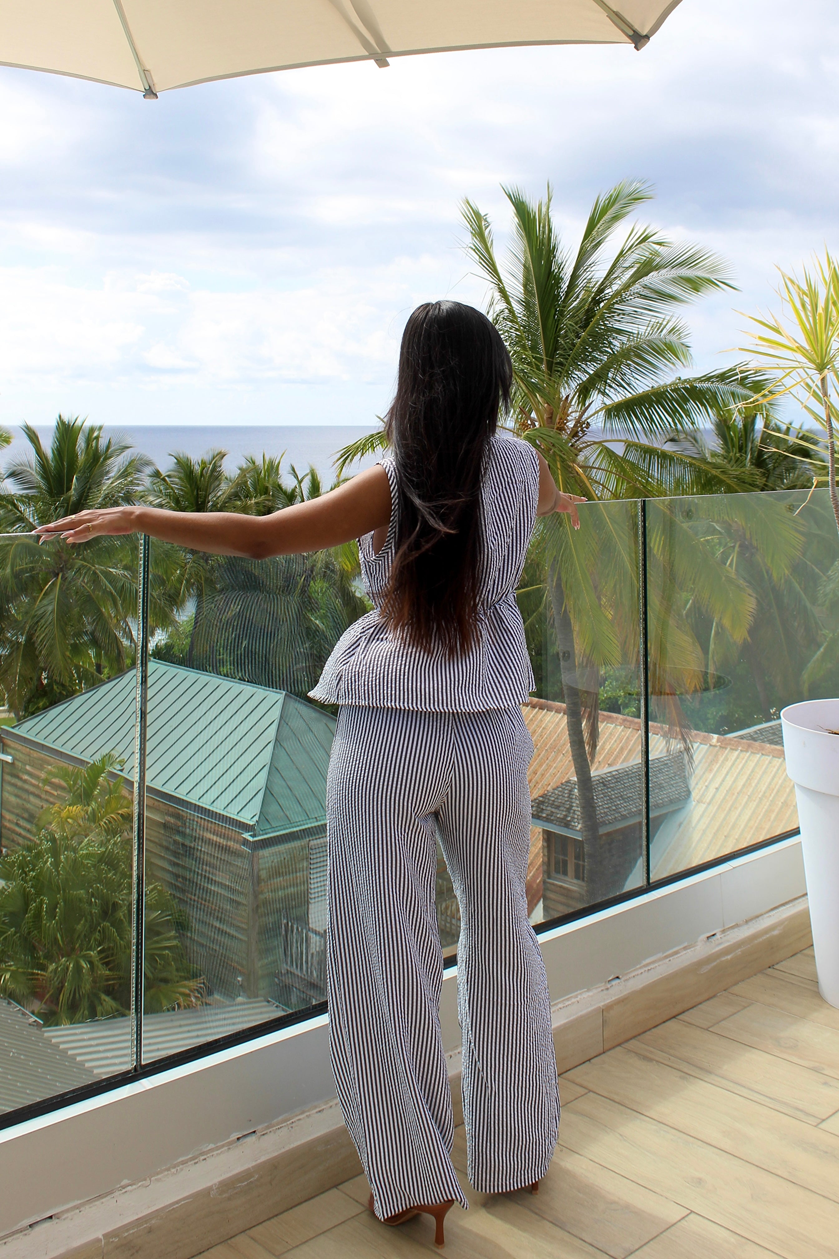 Ensemble pantalon et top rayé - Parisienne